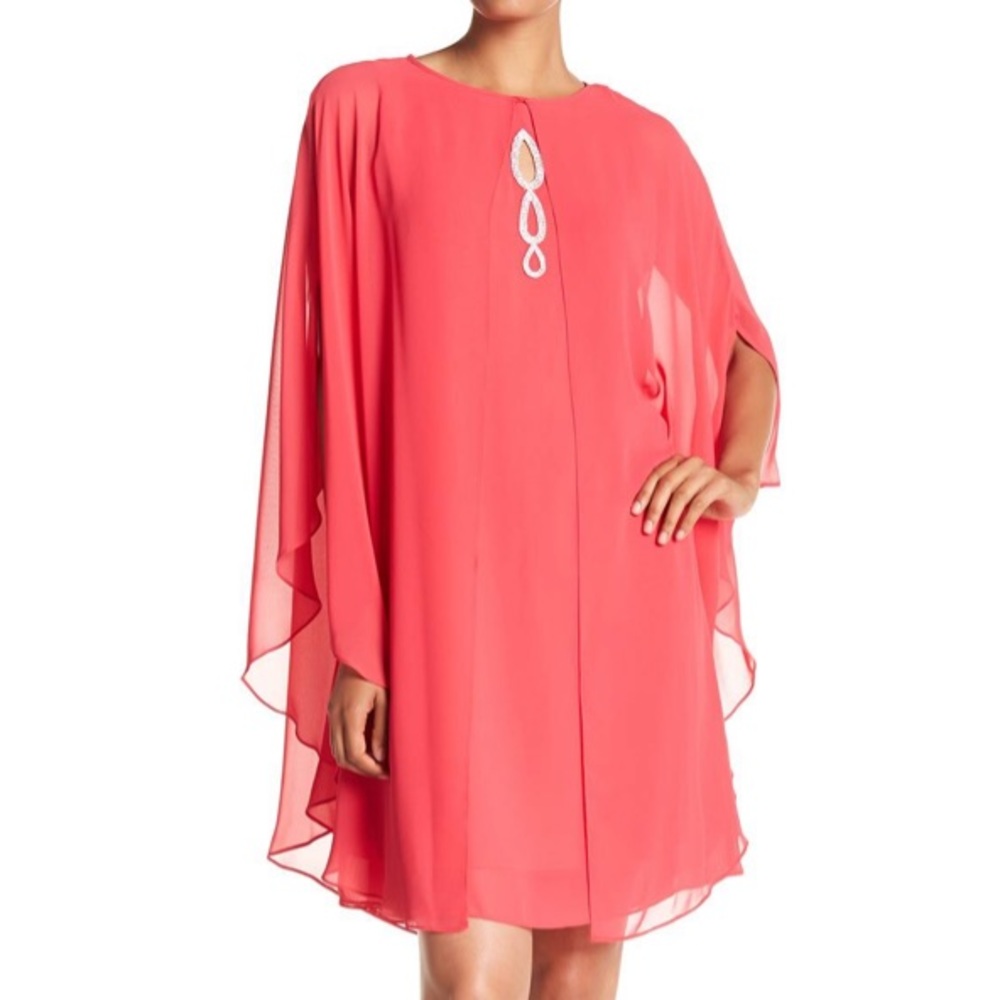 NWT: Cerise Embellished Capelet Dress - Picture 2 of 6
